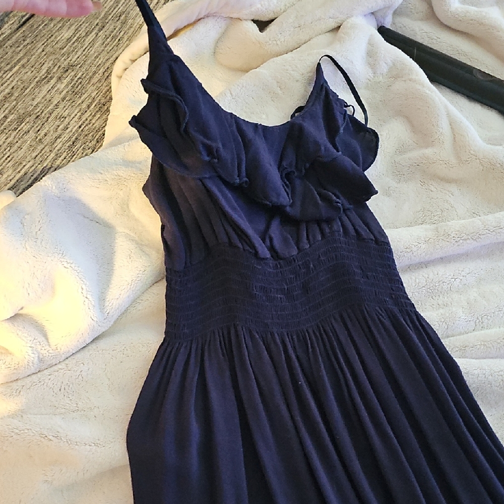 Body Central Navy Strapless Ruffle Sundress